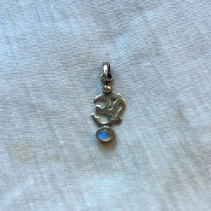 Sterling silver Om pendant with moonstone